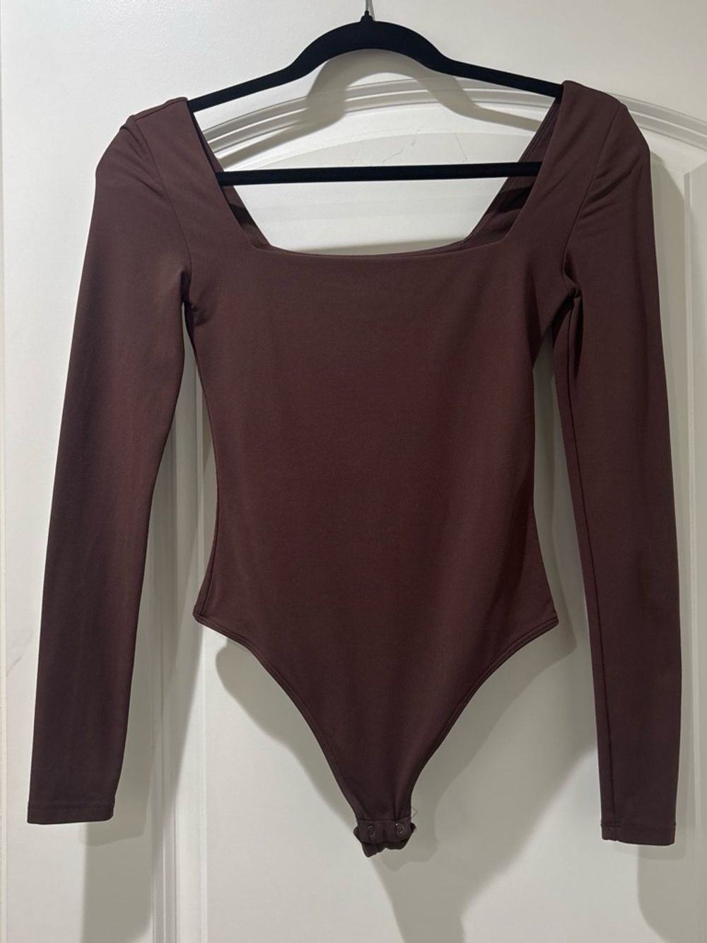 Babaton Long Sleeve Square Neck Bodysuit - Chocolate Brown